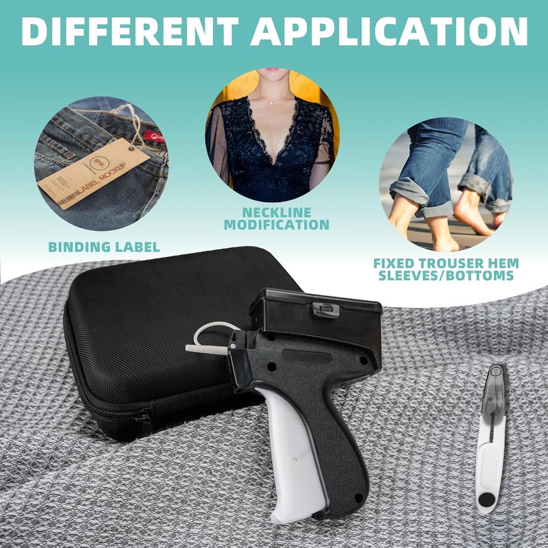 Fonwill Clothing Label Gun with Box,Standard Retail Price Tag Labeling Gun Kit,Having 6 Needles, 2000 Micro Fasteners, Scissors and Soft Cover,Suitable for Store,Warehouse,Consignment,Yard Sale,etc.(Black) - Image 2